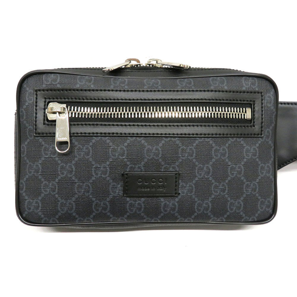 GUCCI Soft GG Supreme Belt Bag Waist Clutch Crossbody Mesh Black Gray Web